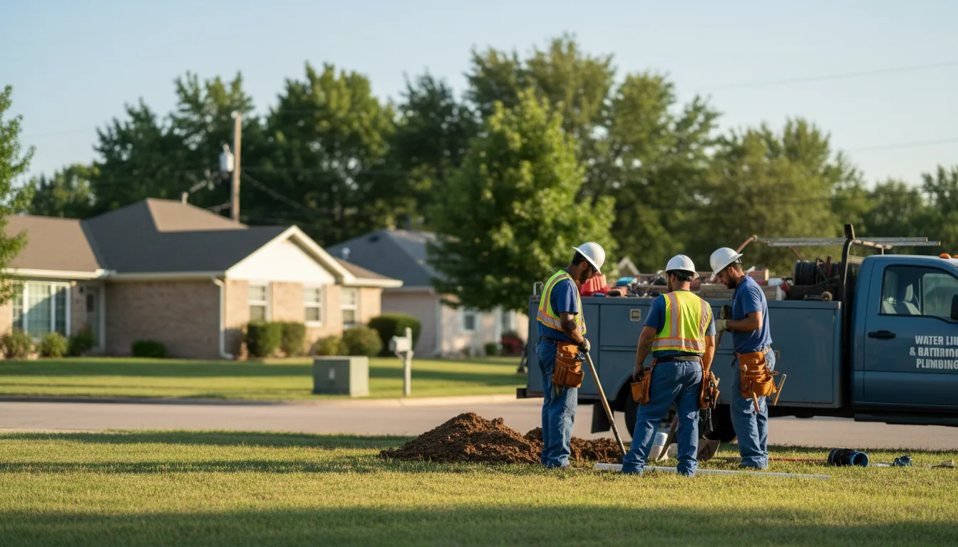Residential water line and bathroom plumbing service in Hobart, OK